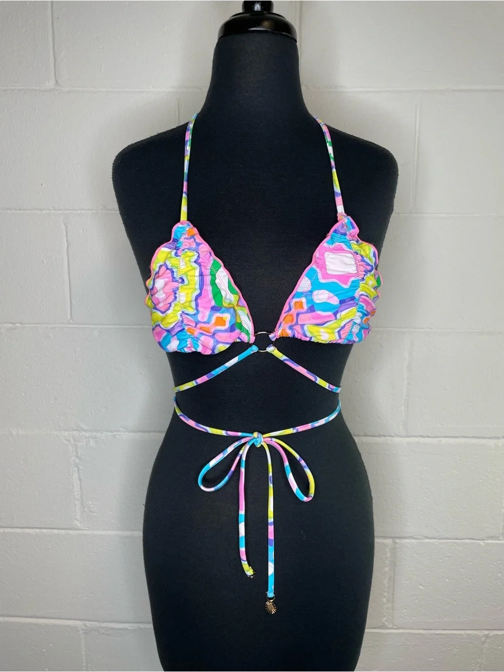 Blackbough Two Piece Ruffle Bikini Colorful String Ring Top